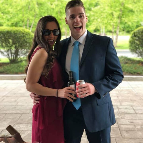 Maroon BCBGeneration Ruffled Dress -Small - Picture 2 of 3